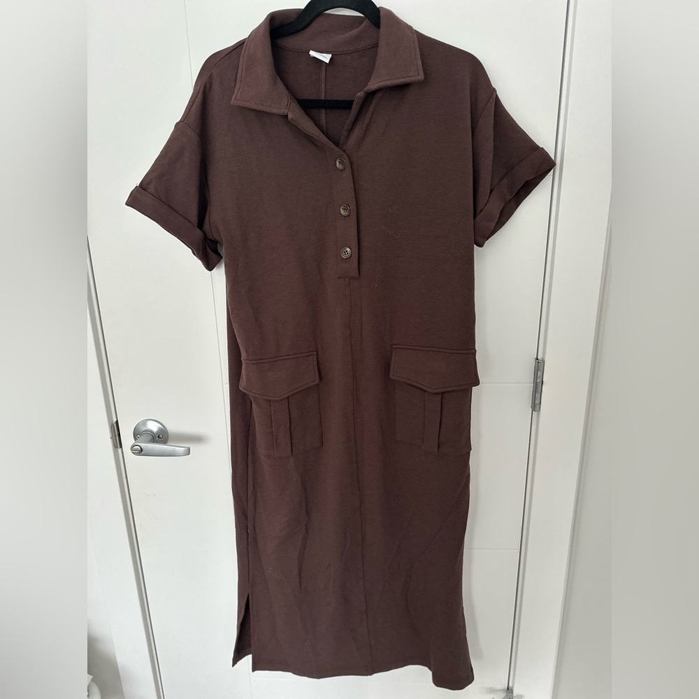 Smash + Tess Bamboo Blend Brown Shirt Dress | Made in Canada - Picture 1 of 8